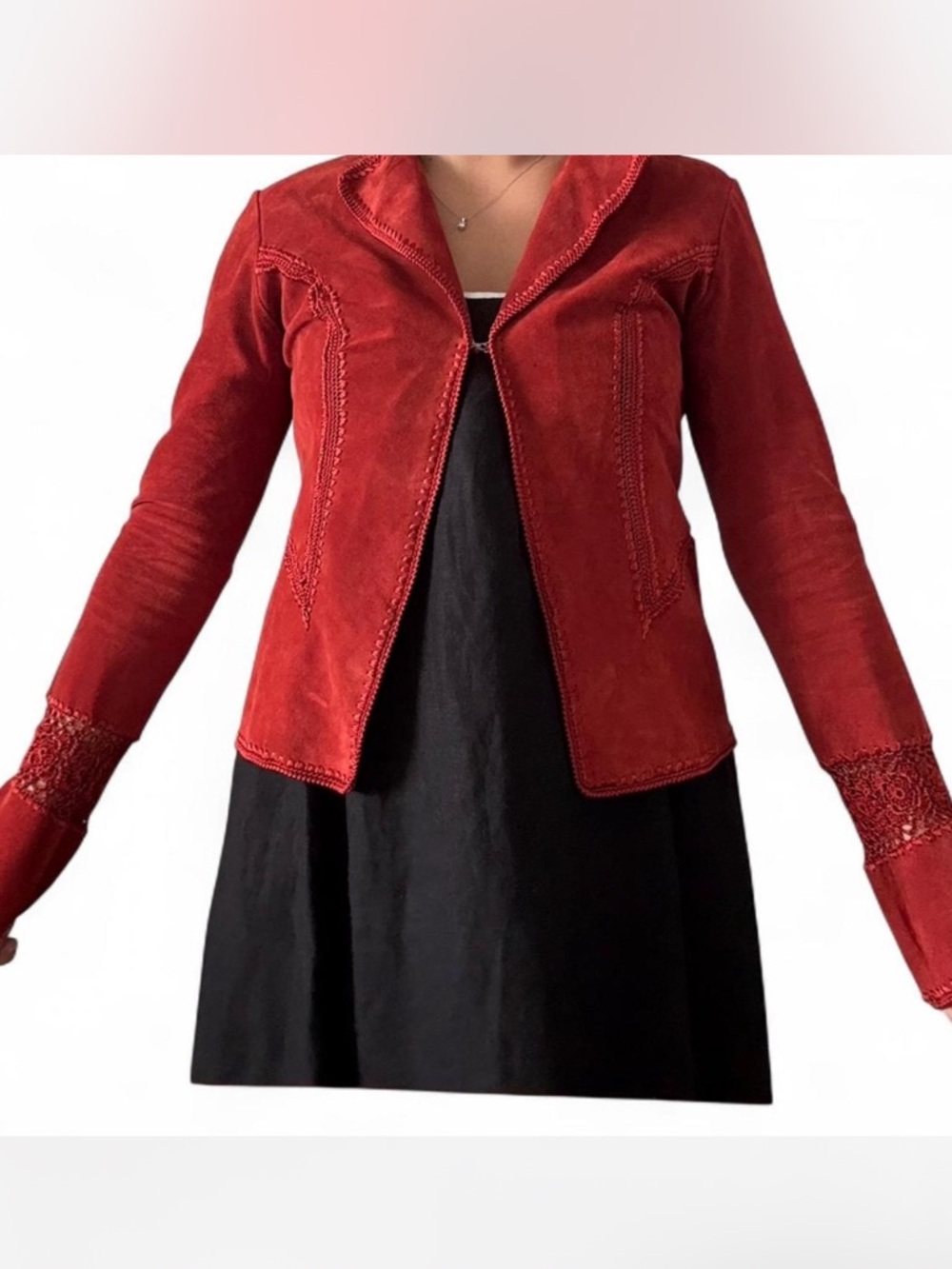 Cache Rich Burt Orange/red Leather Women's Blazer